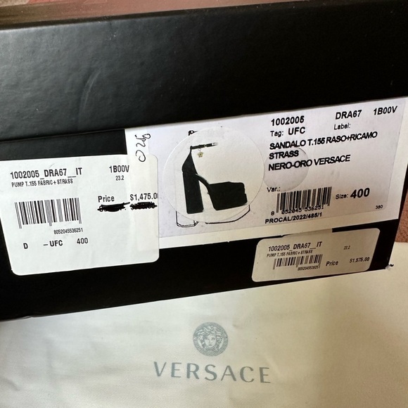 Versace Sandals 9.5 Black. Authentic Aevitas Medusa Crystal Ankle-Strap Platform - Picture 10 of 13